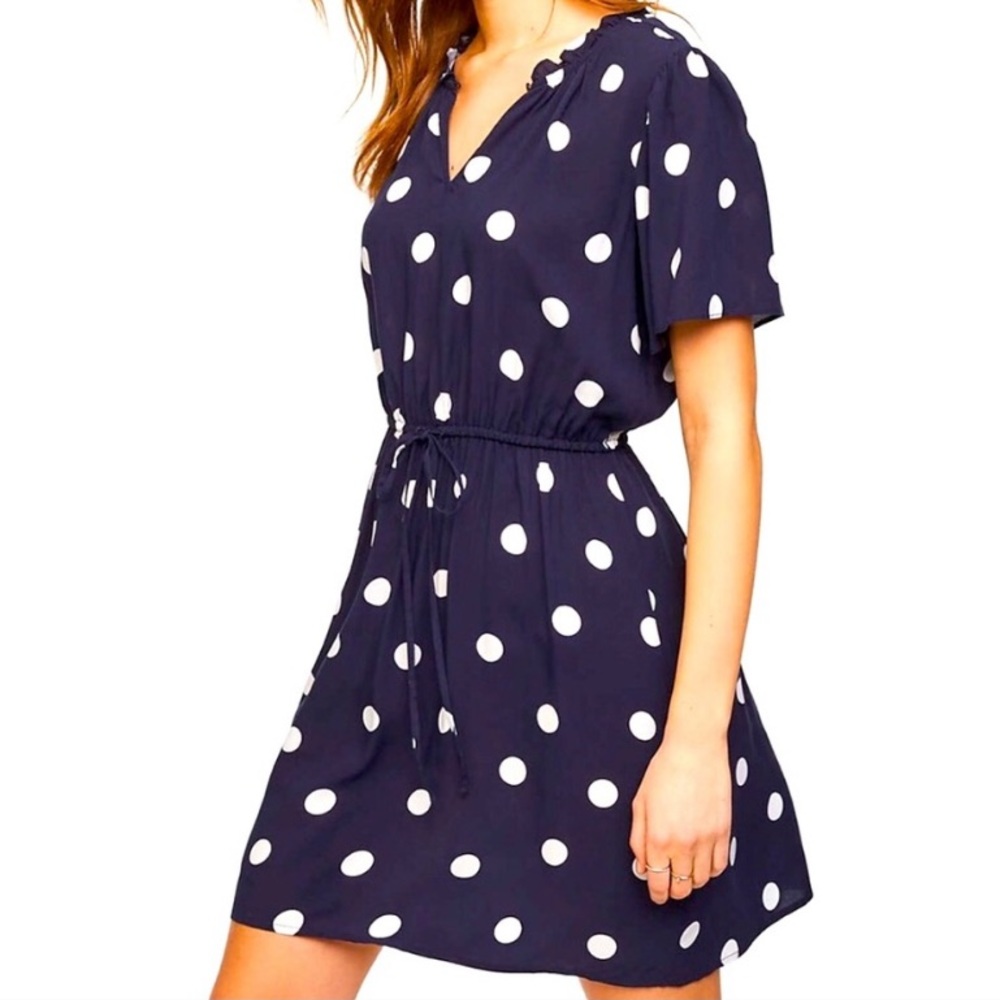 SOLD‼️ LOFT Navy with White Polka Dot dress